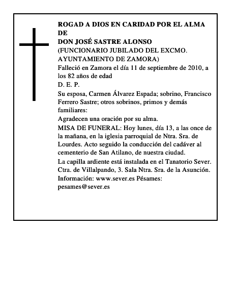 Don José Sastre Alonso