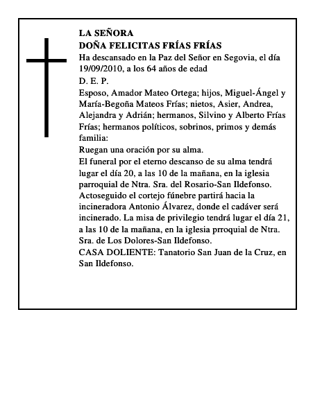 Doña Felicitas Frías Frías