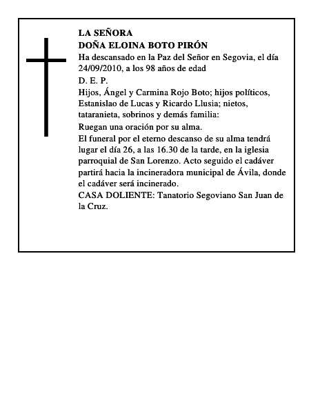 Doña Eloina Boto Pirón