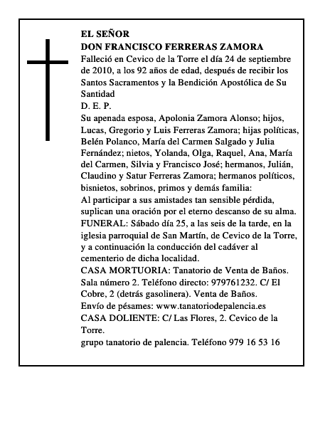 Don Francisco Ferreras Zamora