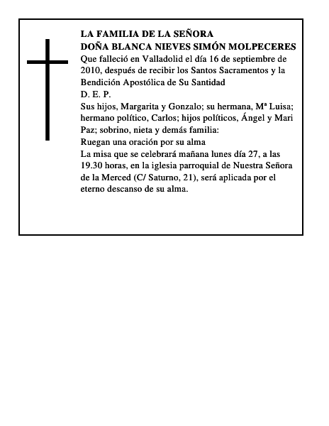 Doña Blanca Nieves Simón Molpeceres