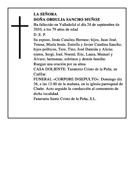 Doña Obdulia Sancho Muñoz