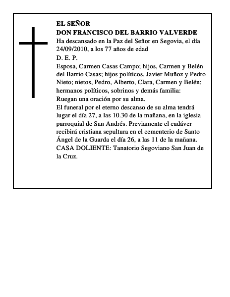 Don Francisco del Barrio Valverde