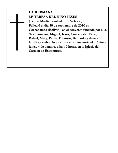 Mª Teresa del Niño Jesús