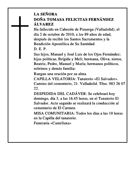 Doña Tomasa Felicitas Fernández Álvarez