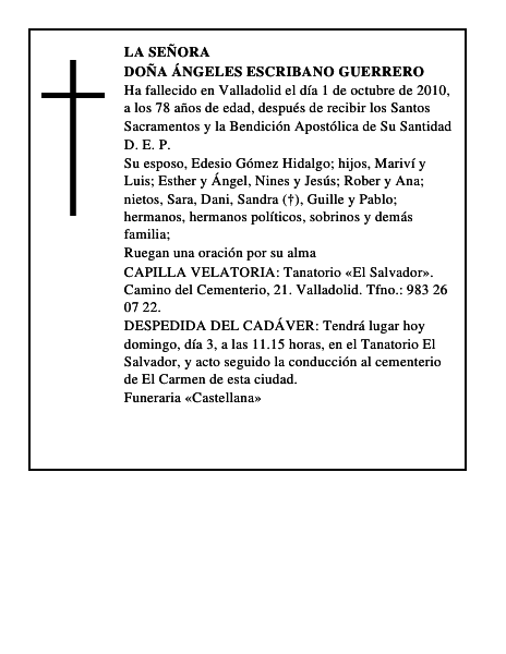 Doña Ángeles Escribano Guerrero