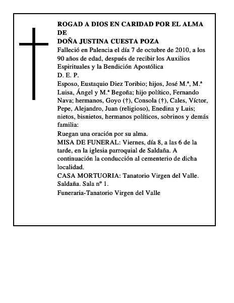 Doña Justina Cuesta Poza
