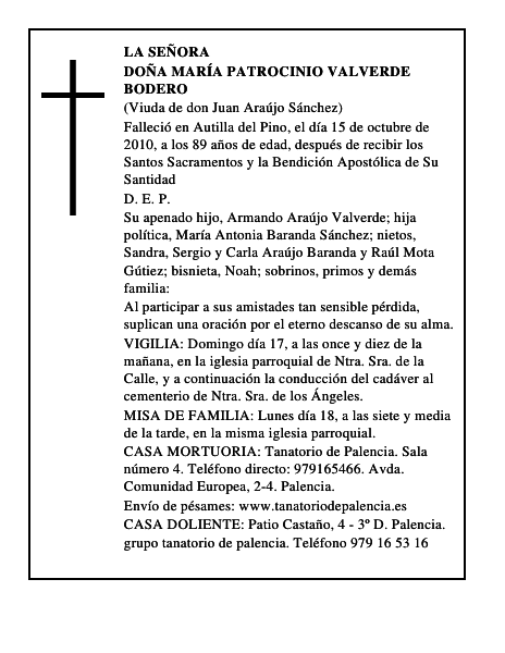Doña María Patrocinio Valverde Bodero