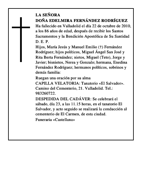 Doña Edelmira Fernández Rodríguez