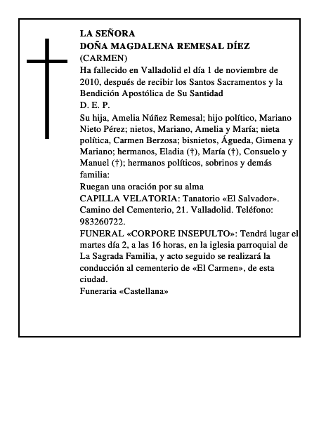 Doña Magdalena Remesal Díez