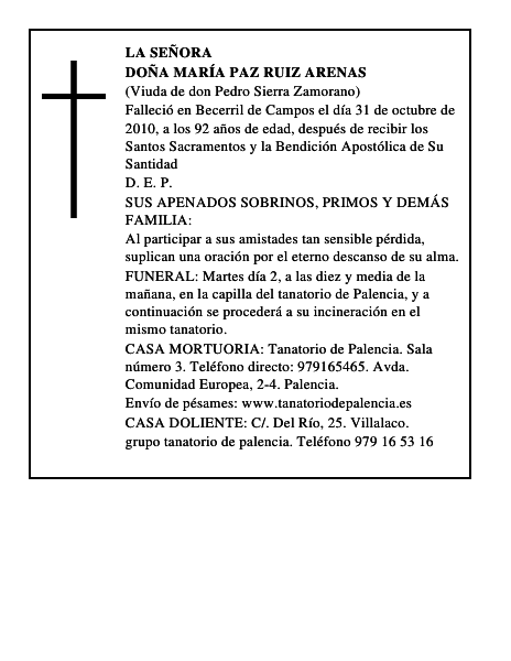 Doña María Paz Ruiz Arenas