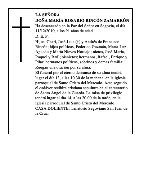 Doña María Rosario Rincón Zamarrón