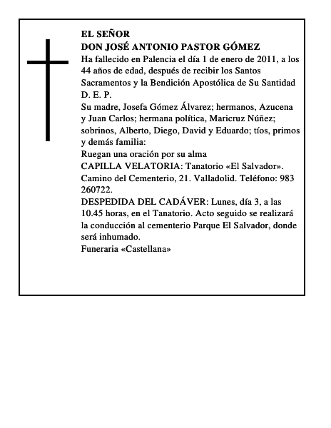 Don José Antonio Pastor Gómez