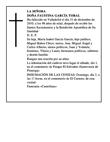 Doña Faustina García Toral