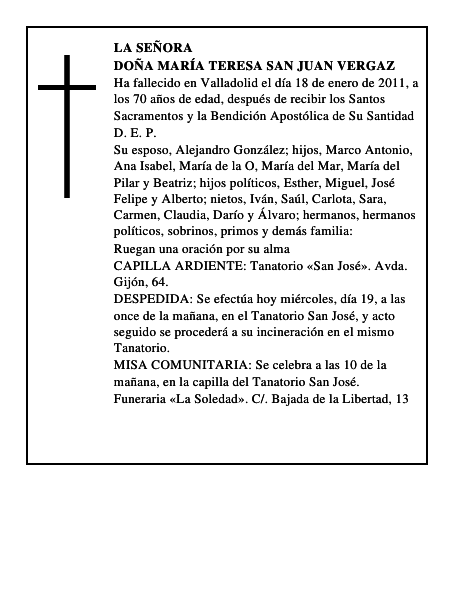 Doña María Teresa San Juan Vergaz