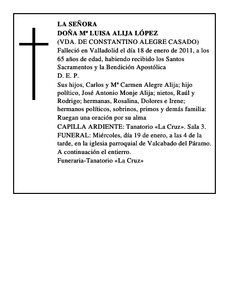Doña Mª Luisa Alija López