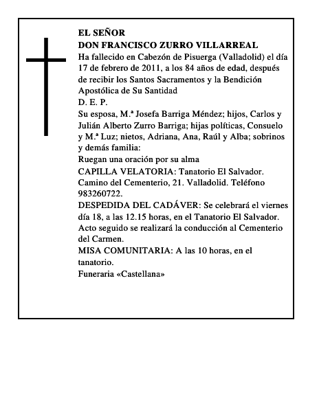 Don Francisco Zurro Villarreal