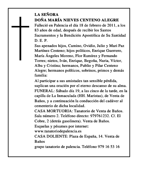 Doña María Nieves Centeno Alegre