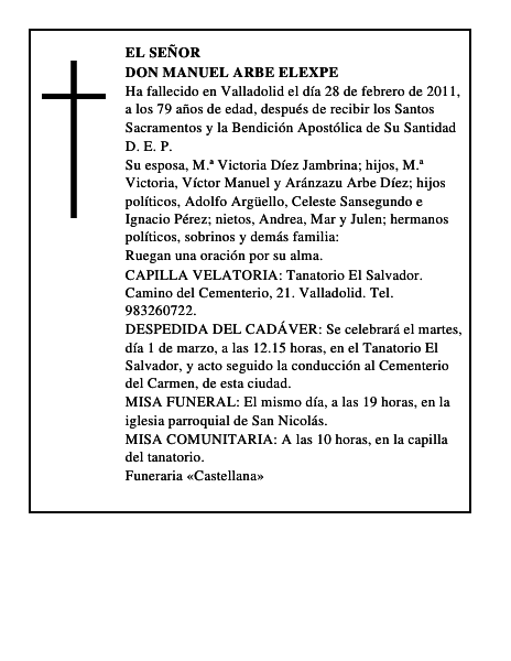 Don Manuel Arbe Elexpe