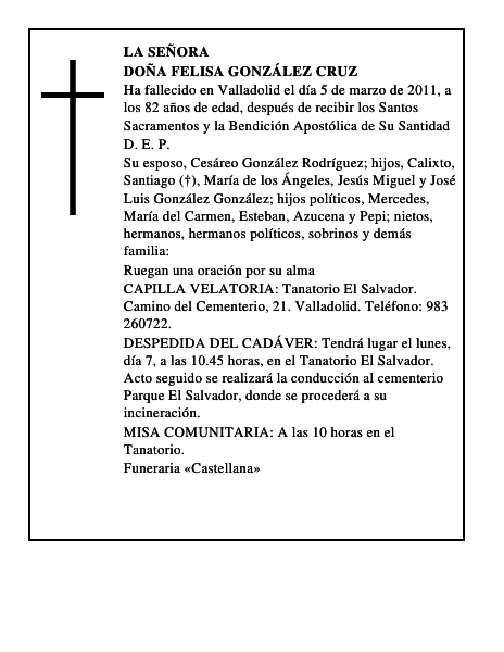Doña Felisa González Cruz