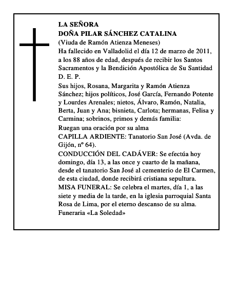 Doña Pilar Sánchez Catalina