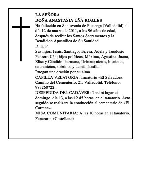 Doña Anastasia Uña Roales