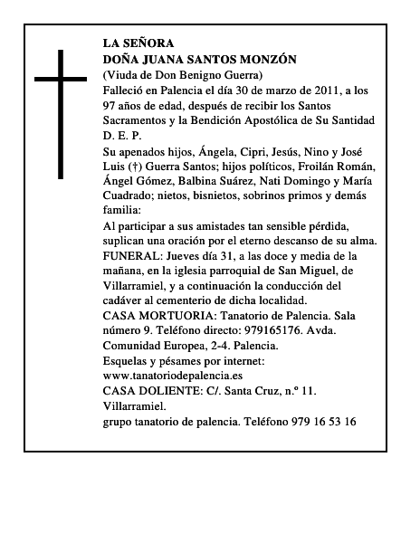 Doña Juana Santos Monzón