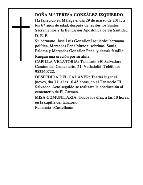 Doña M.ª Teresa González Izquierdo