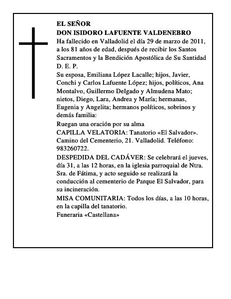 Don Isidoro Lafuente Valdenebro