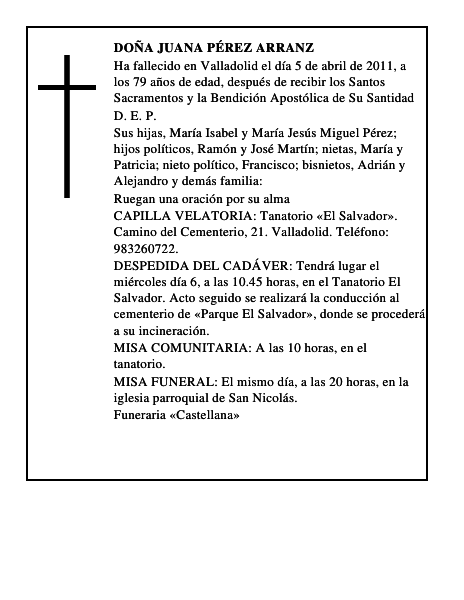 Doña Juana Pérez Arranz