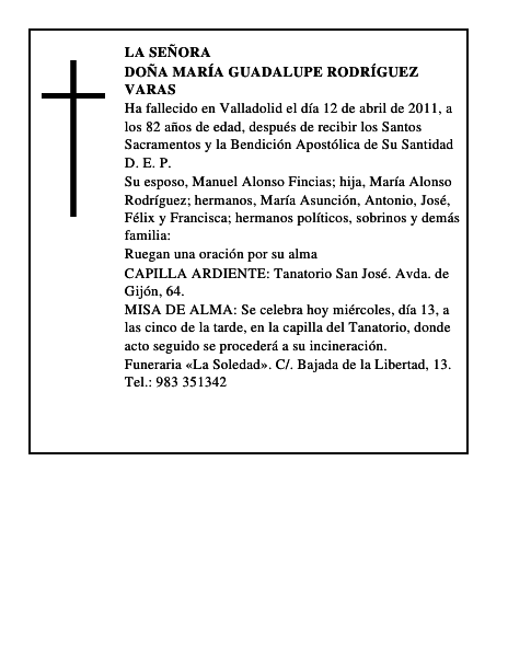 Doña María Guadalupe Rodríguez Varas