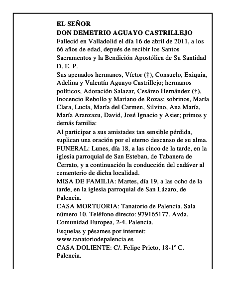 Don Demetrio Aguayo Castrillejo