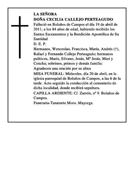 Doña Cecilia Callejo Perteagudo