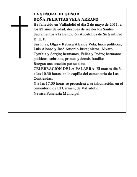 Doña Felicitas Vela Arranz