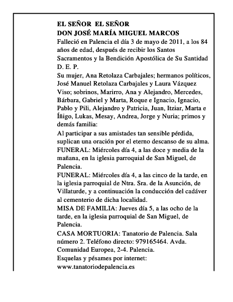 Don José María Miguel Marcos