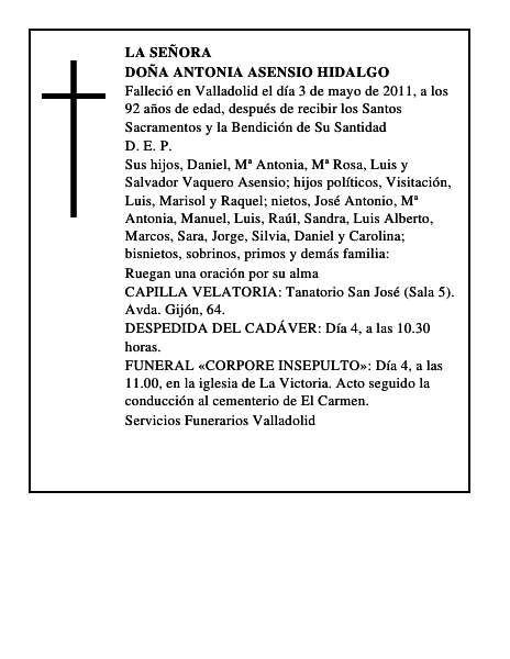 Doña Antonia Asensio Hidalgo