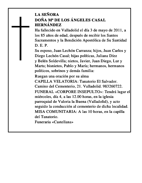 Doña Mª de los Ángeles Casal Hernández