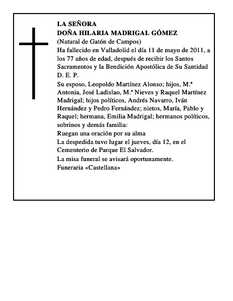 Doña Hilaria Madrigal Gómez