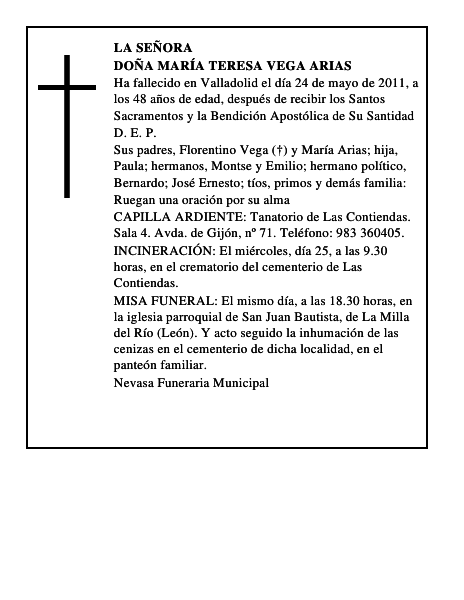 Doña María Teresa Vega Arias