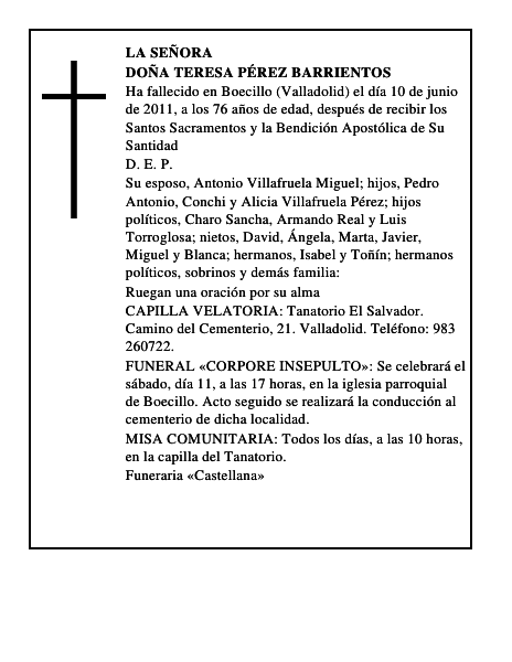 Doña Teresa Pérez Barrientos