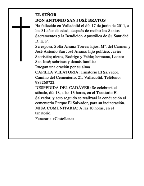Don Antonio San José Bratos