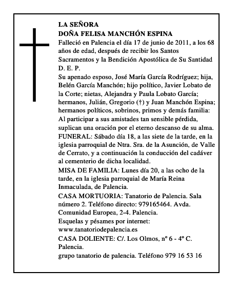 Doña Felisa Manchón Espina