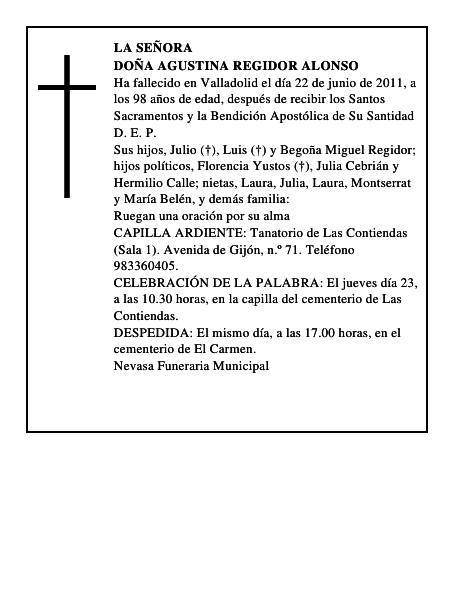 Doña Agustina Regidor Alonso