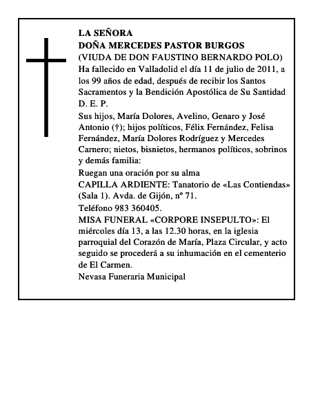 Doña Mercedes Pastor Burgos