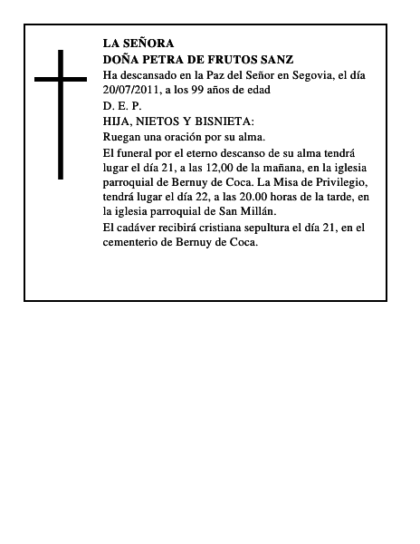 Doña Petra de Frutos Sanz