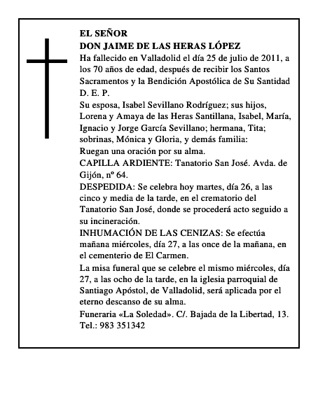 Don Jaime de las Heras López