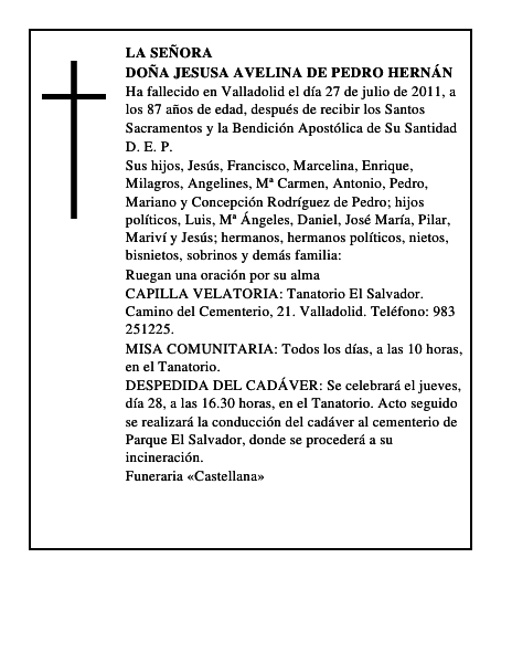 Doña Jesusa Avelina de Pedro Hernán