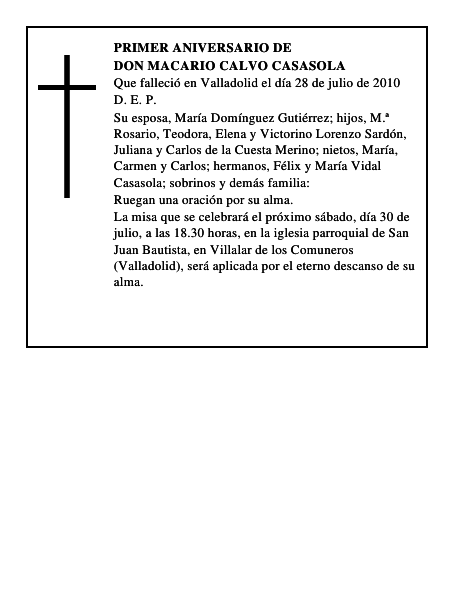 Don Macario Calvo Casasola