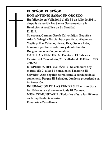 Don Antonio Sahagún Orozco