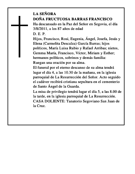 Doña Fructuosa Barras Francisco